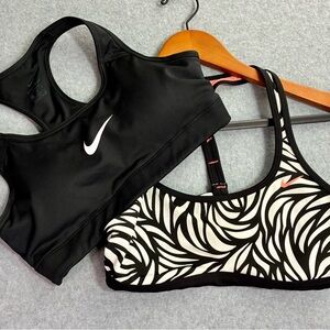 Nike Dri-Fit Sports Bras Bundle Women’s Size M Black & Print Racerback Lot